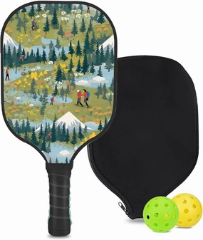 Custom Pickleball Paddle with 1 DIY Pickleball Racket, 2 Pickle Balls, 1 Paddle Cover, Hiking-BJ440 Pattern OR Your Own Design,Carbon Fiber,Honeycomb Polymer Core & Comfort Grip
