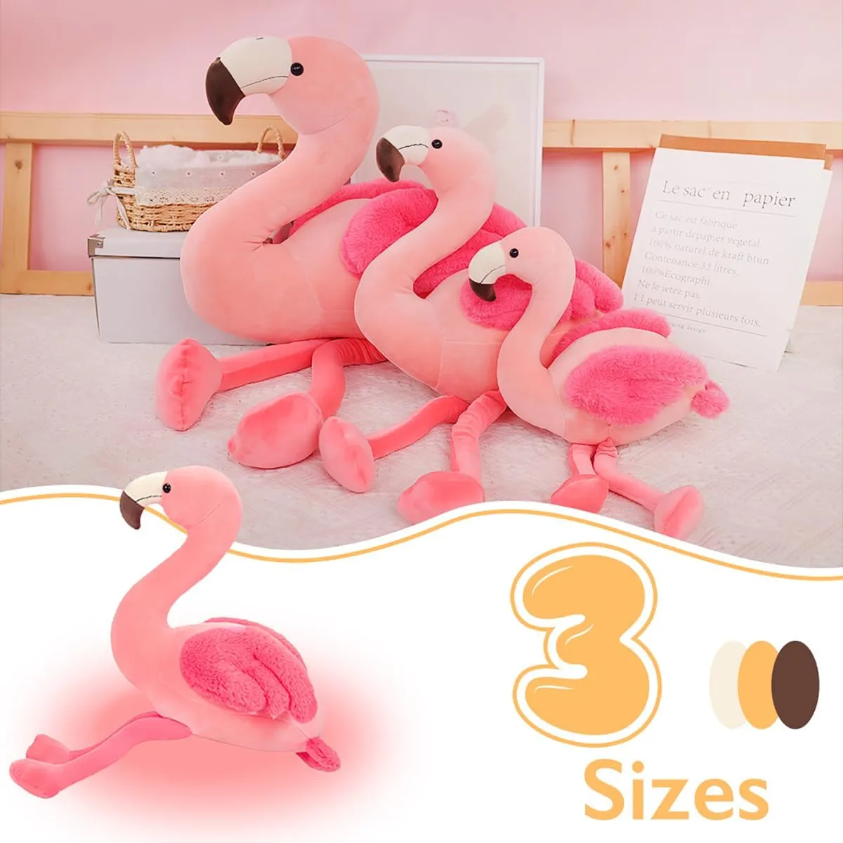 Cute Stuffed Flamingo Plush Toy, 19" Super Soft Pink Flamingo Plushies Animal for Girls