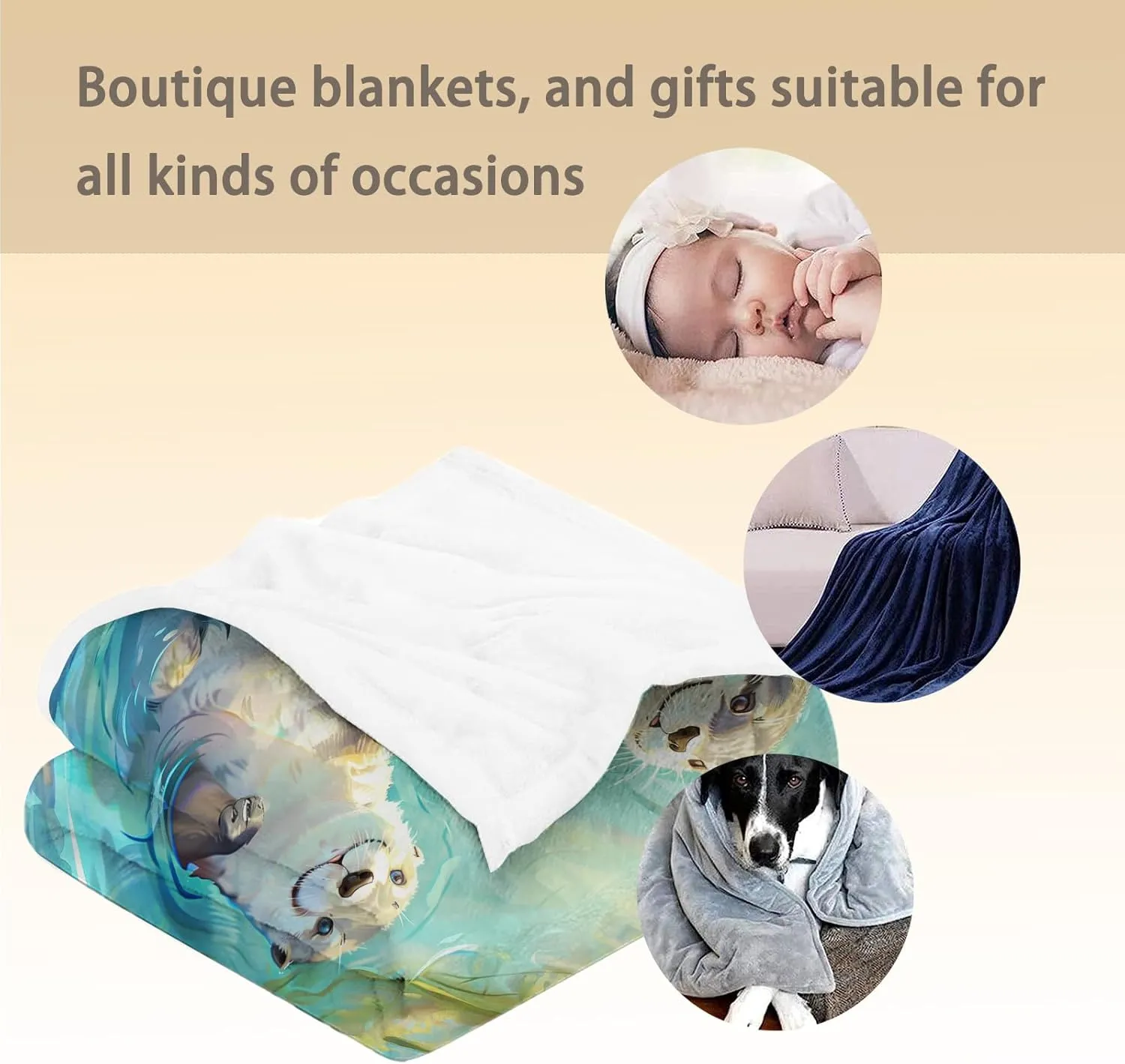 Cute Swimming Otter Blanket - Soft Warm Fuzzy Flannel Throw Blanket, Cozy Lightweight Blankets for Couch, Bed, Travel & Outdoor Use, Ideal for Adults Kids Women Boys Girls 50×60 in