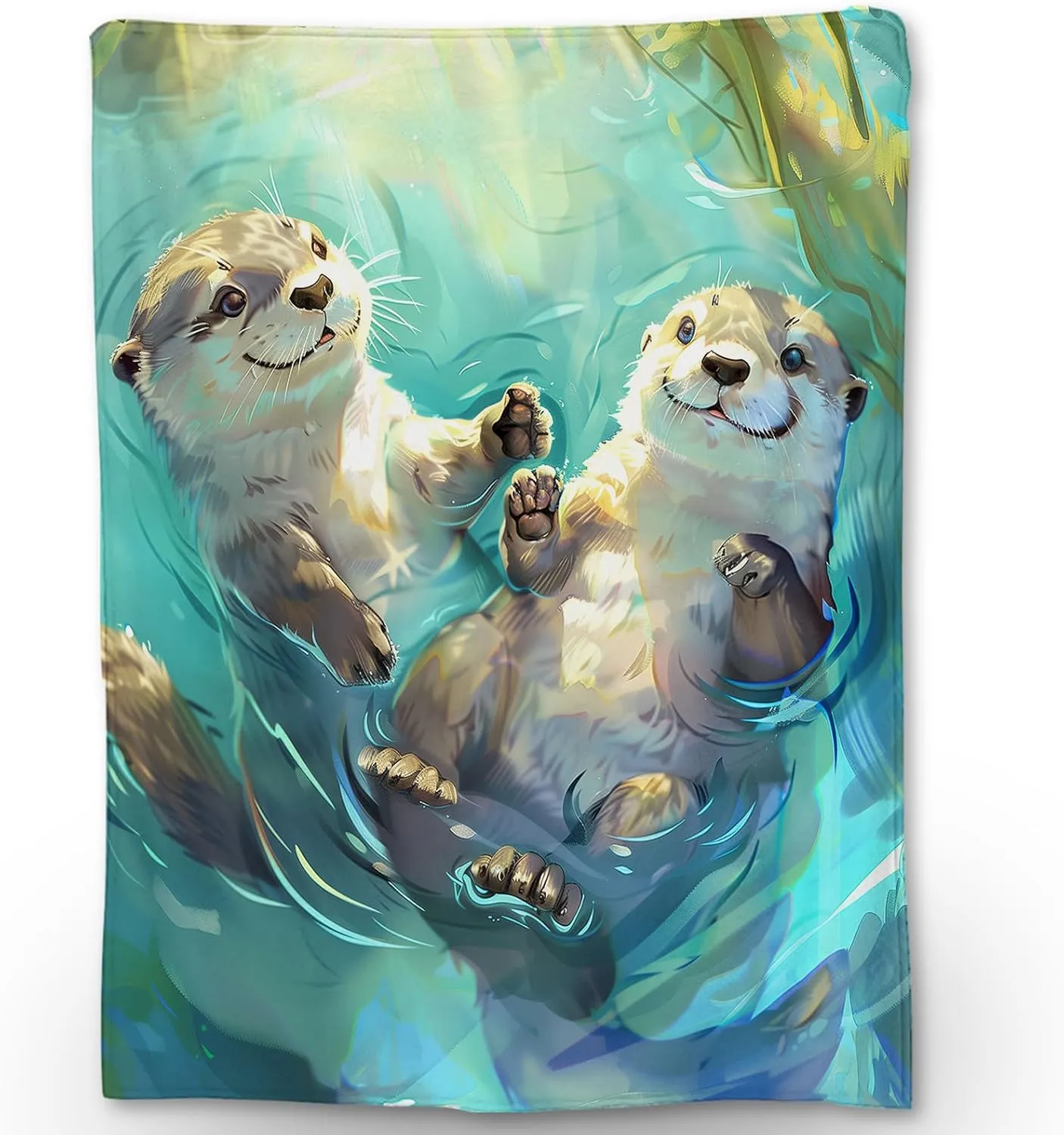 Cute Swimming Otter Blanket - Soft Warm Fuzzy Flannel Throw Blanket, Cozy Lightweight Blankets for Couch, Bed, Travel & Outdoor Use, Ideal for Adults Kids Women Boys Girls 50×60 in