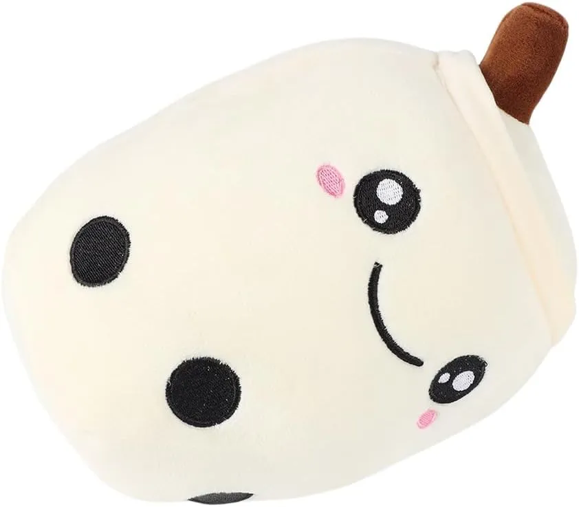 Cute White Boba Milk Tea Plush Pillow, Creative Bubble Stuffed Animal Toy, Soft Squishy Kawaii Birthday Christmas Holiday Valentines Gifts, 9.06"