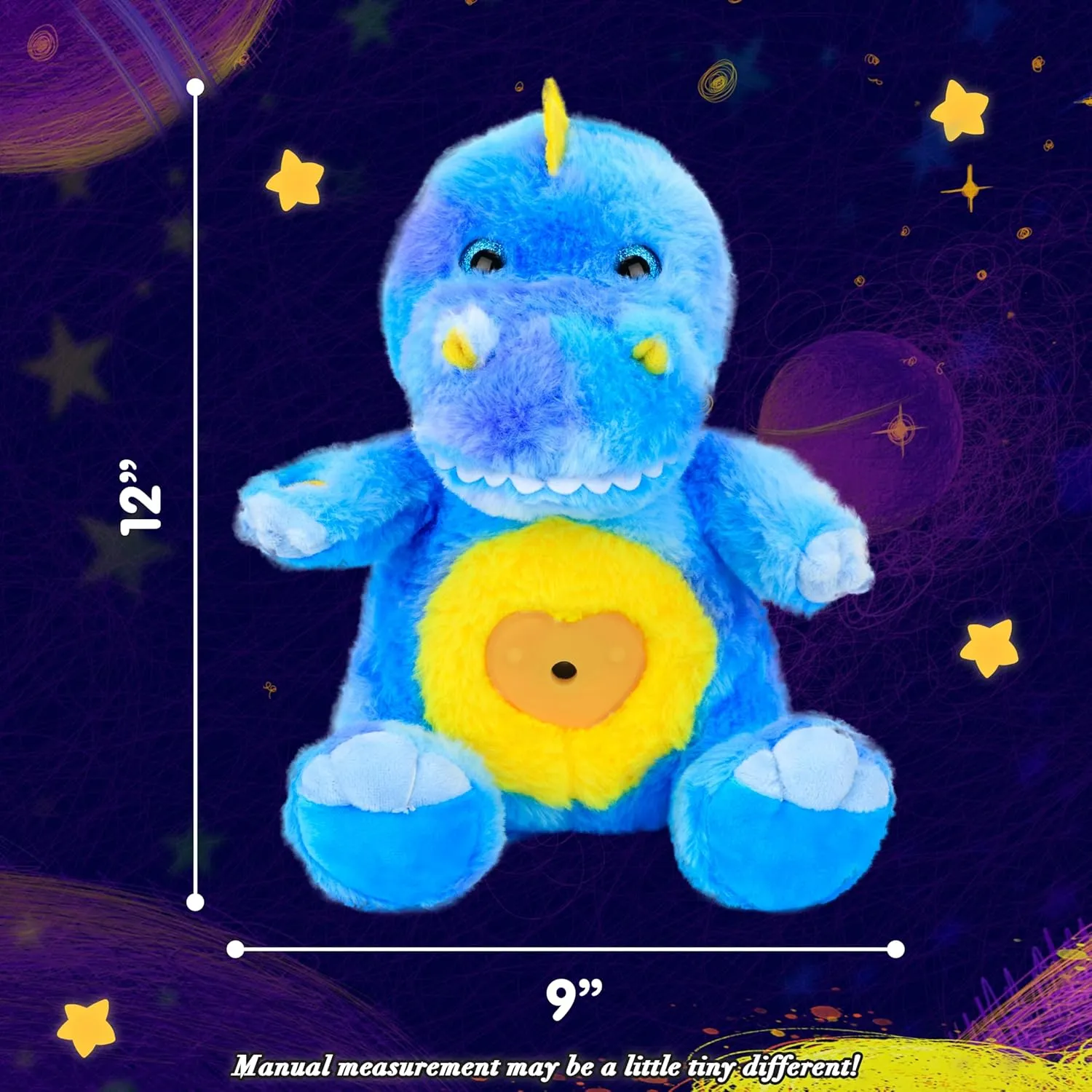 Cuteoy Plush Blue Dinosaur Star Projector Musical Adjustable Singing Night Light Stuffed Animals Glowing T-Rex Plushies Toy Gifts for Kids Birthday Easter Christmas,11''