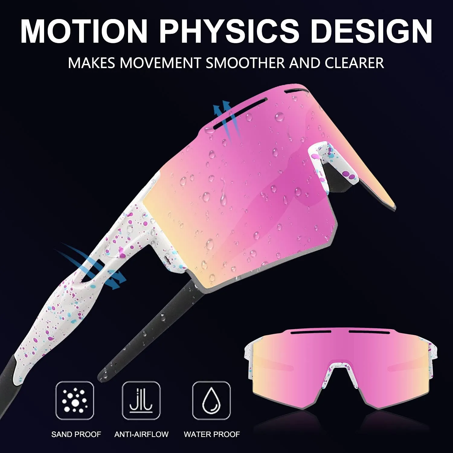 Cycling Sunglasses Polarized Sunglasses for Cycling Men Women with 1 Lens or 3 Interchangeable Lens Baseball Glasses