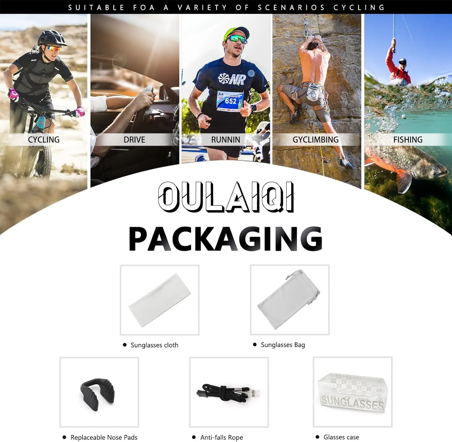 Cycling Sunglasses Polarized Sunglasses for Cycling Men Women with 1 Lens or 3 Interchangeable Lens Baseball Glasses