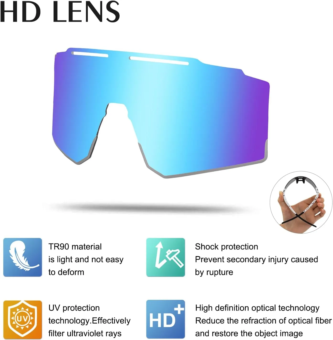 Cycling Sunglasses Polarized Sunglasses for Cycling Men Women with 1 Lens or 3 Interchangeable Lens Baseball Glasses