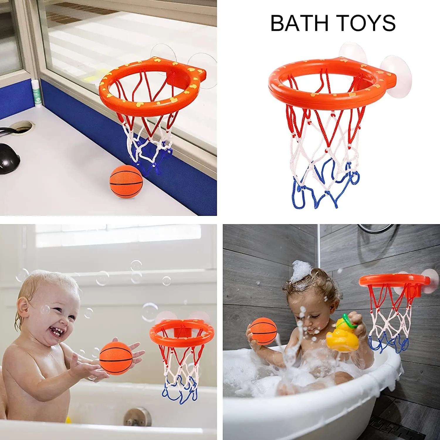 Cyfie Basketball Hoop Toddler, 2 Pack Kids Bathtub Bath Toys for Bathroom Bedroom, Suction Cup Basketball Hoop for Boys Girls (Mini Basketball Hoop)