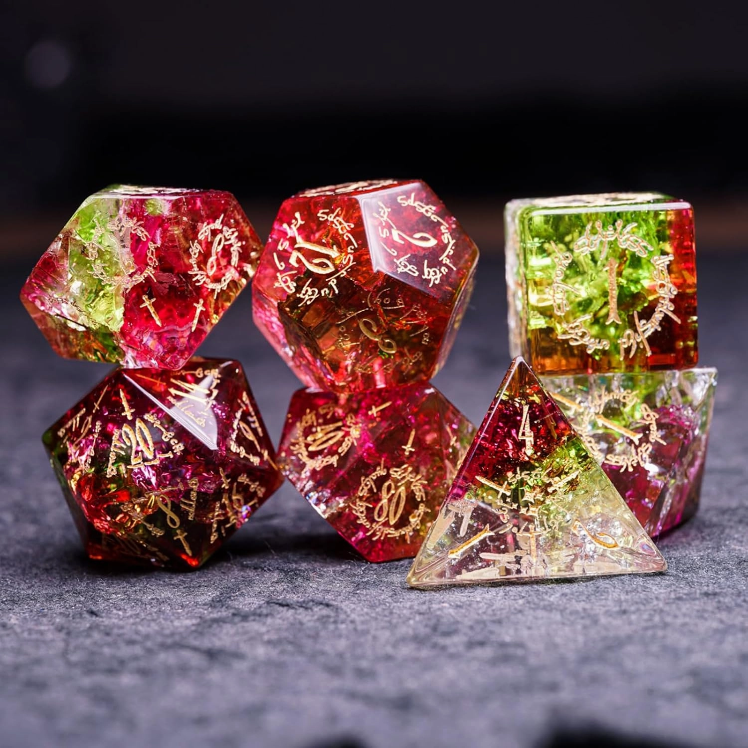 D&D Dice Set Pretty Colorful Role Playing Dice Set with Elven Whispers, DND Polyhedral Dice for Dungeons and Dragons Role Playing Game(RPG),MTG,Pathfinder,Table Game,Board Games