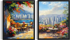 Da Nang Vietnam Wall Art Poster Prints, Travel City Landscape Scenery Painting,(Set of 2) Skyline Cafe Decor for Living Room, Bedroom, Bathroom AA28A (Da Nang Vietnam, 11 x 14 inches (2 Panels), Unframed)