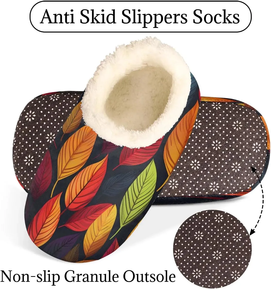 Dark Color Leaf House Slippers for Women Men Indoor Fuzzy Leaves Slippers Closed Back House Shoes Plush Comfy Bedroom Home Slippers