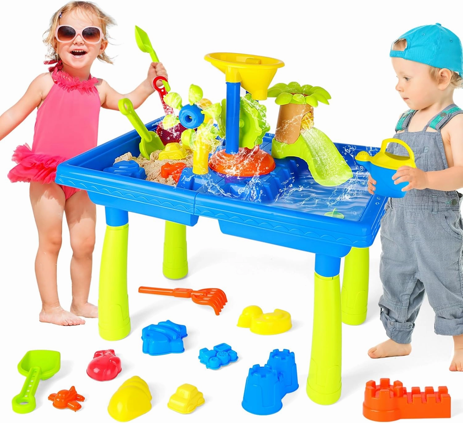 deAO Kids Water Table Toys Outdoor Toys for Toddlers Water Table Outdoor Activity Sensory Table,Kids Sand and Water Play Table for Toddlers 3 4 5 6 7