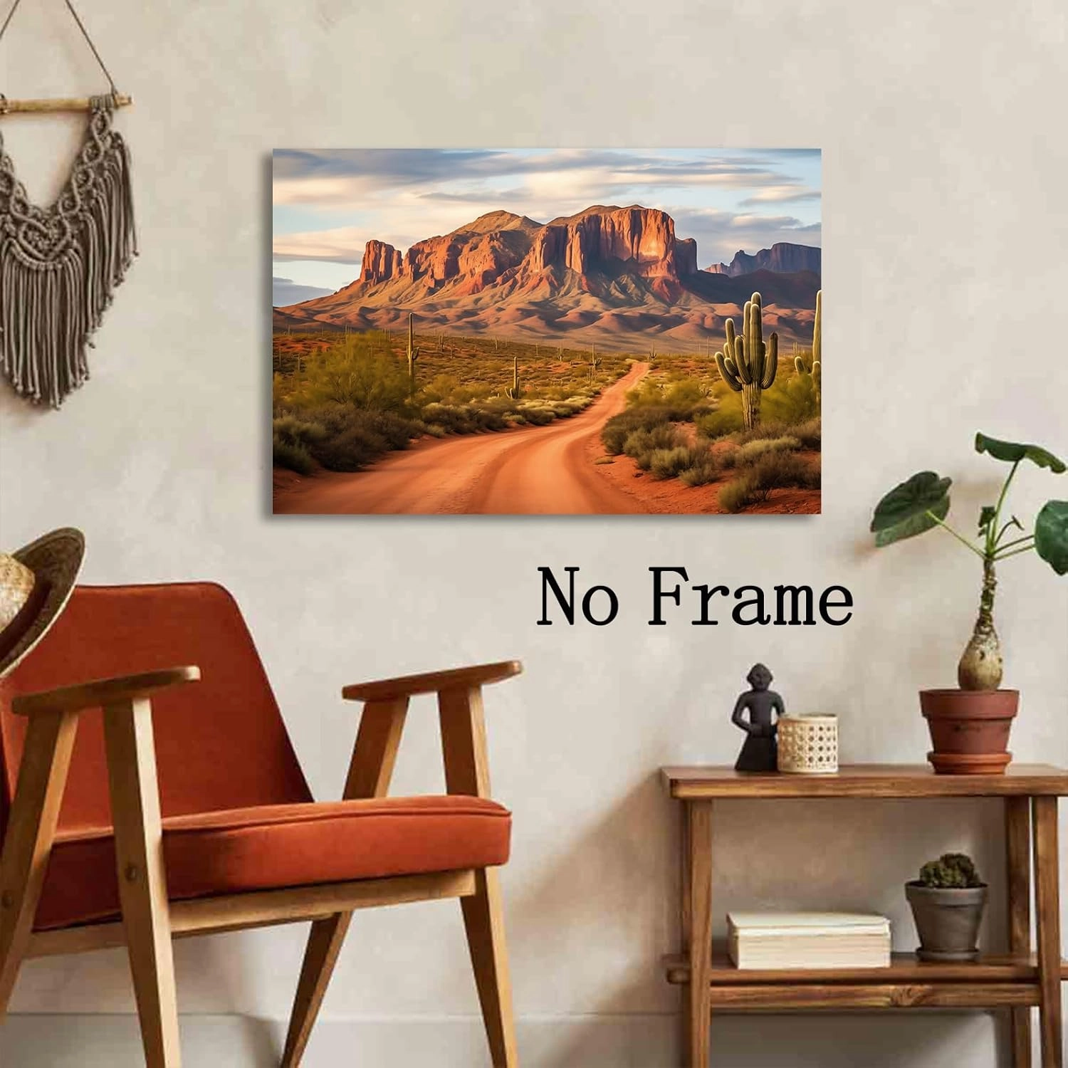 Desert Landscape Canvas Wall Art Western Print Desert Botanical Wall Art Mountain Desert Plant Pictures Cactus Landscape Poster Western Desert Painting Abstract Cactus Artwork Room 16x24inch No Frame