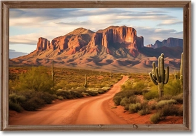 Desert Landscape Canvas Wall Art Western Print Desert Botanical Wall Art Mountain Desert Plant Pictures Cactus Landscape Poster Western Desert Painting Abstract Cactus Artwork Room 16x24inch No Frame