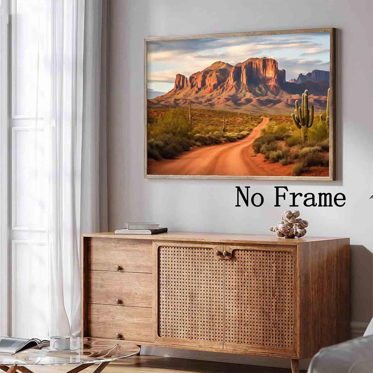 Desert Landscape Canvas Wall Art Western Print Desert Botanical Wall Art Mountain Desert Plant Pictures Cactus Landscape Poster Western Desert Painting Abstract Cactus Artwork Room 16x24inch No Frame