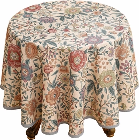 Designer Vintage Linen Round Tablecloth,French Rustic Floral Table Cloth with Colorful Pattern,Decor Table Cover for Kitchen,Dining,Tea Party,Home,Christmas,Diameter 67"