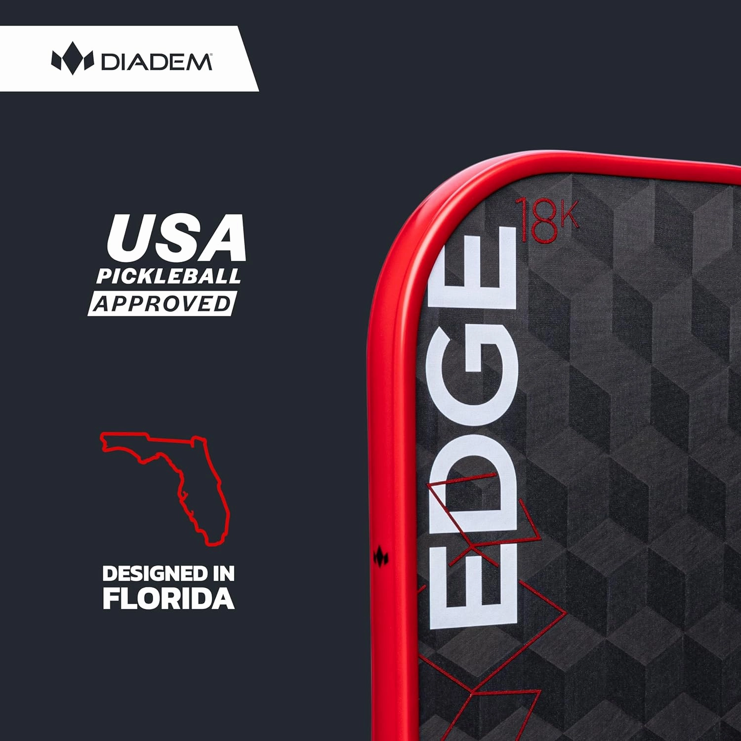 Diadem Edge 18K Pickleball Paddle Series | USAPA Approved | 18K Carbon Fiber Face for Unmatched Spin & Control | Thermoformed & Standard Options | Durable Edge Shield Pro | Multiple Colors & Styles