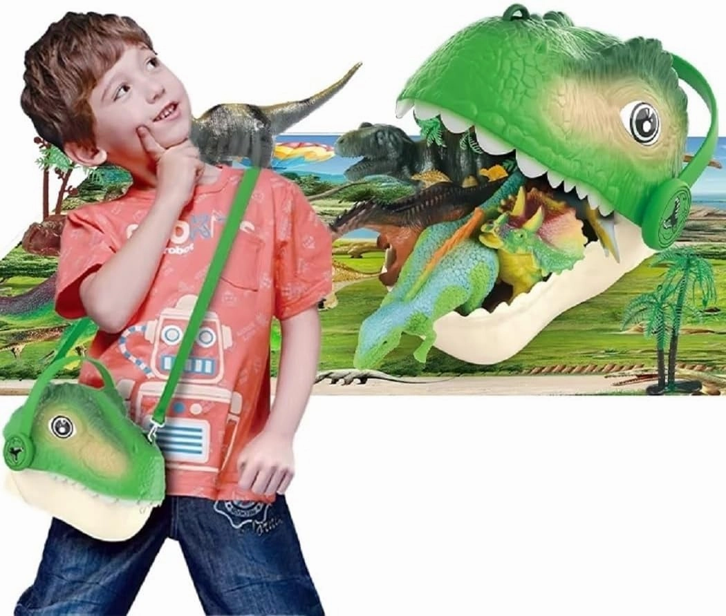 Dinosaur Head Box with Dinosaur & Prehistoric Figures, Toy for 3-5 Years Old Kids, Realistic Jurassic dinosaur figures with eggs, trees and map to create a dinosaur world, educational figures.