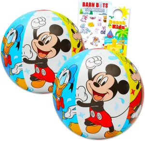Disney Mickey Mouse Ultimate Beach Toys Set - 4 Pc Pool Bundle with 2 Mickey Mouse Beach Balls, Stickers and More | Mickey Mouse Beach Set for Kids, Boys, Girls