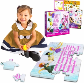 Disney Princess Floor Puzzle for Kids, Toddlers - Princess 25 Piece Puzzle Bundle with Stickers, Tattoos, More | Disney Princess Toys and Games Set