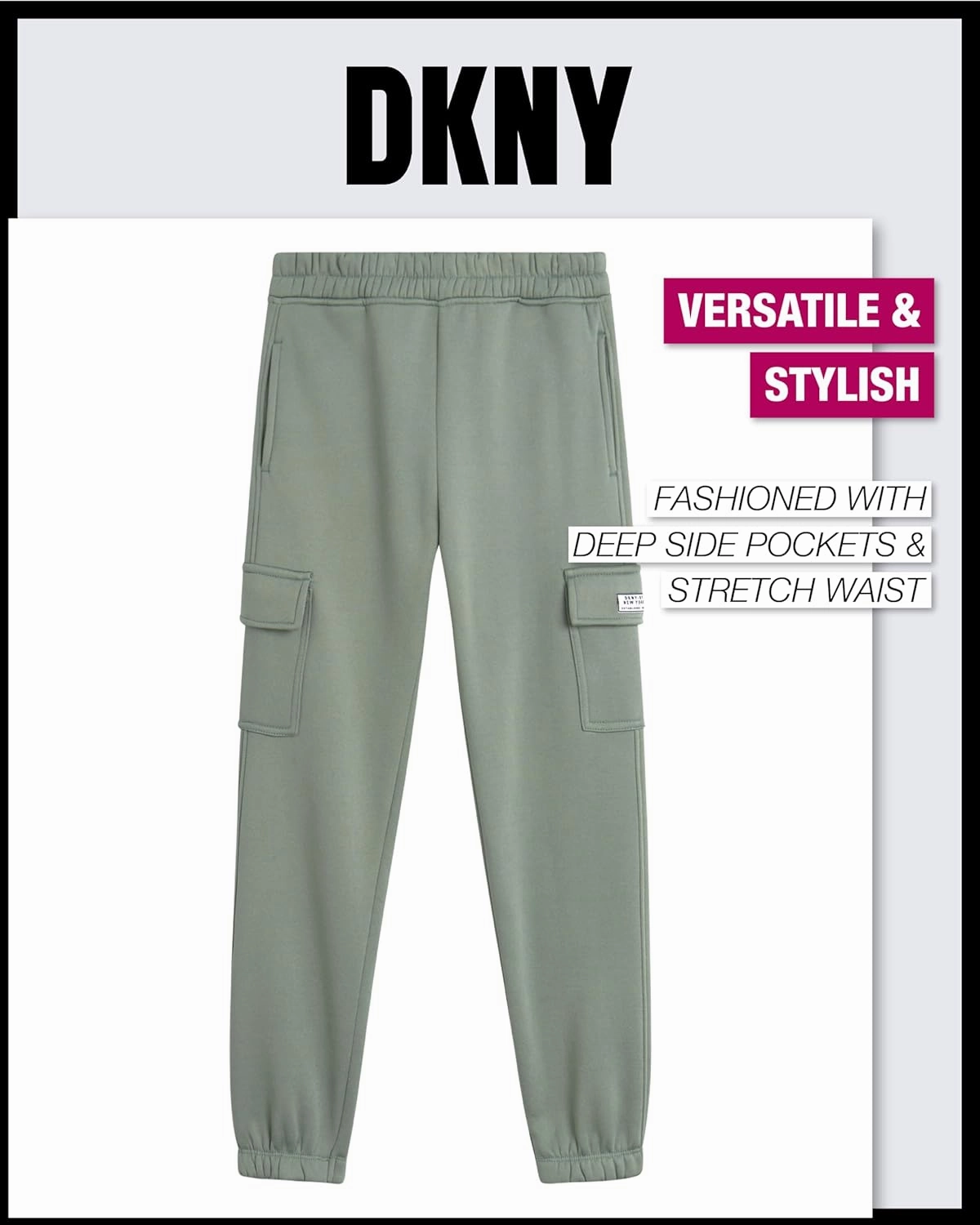 DKNY Girls 3-Piece Athletic Fleece Zip Sweatshirt Hoodie and Jogger Set (4-12)