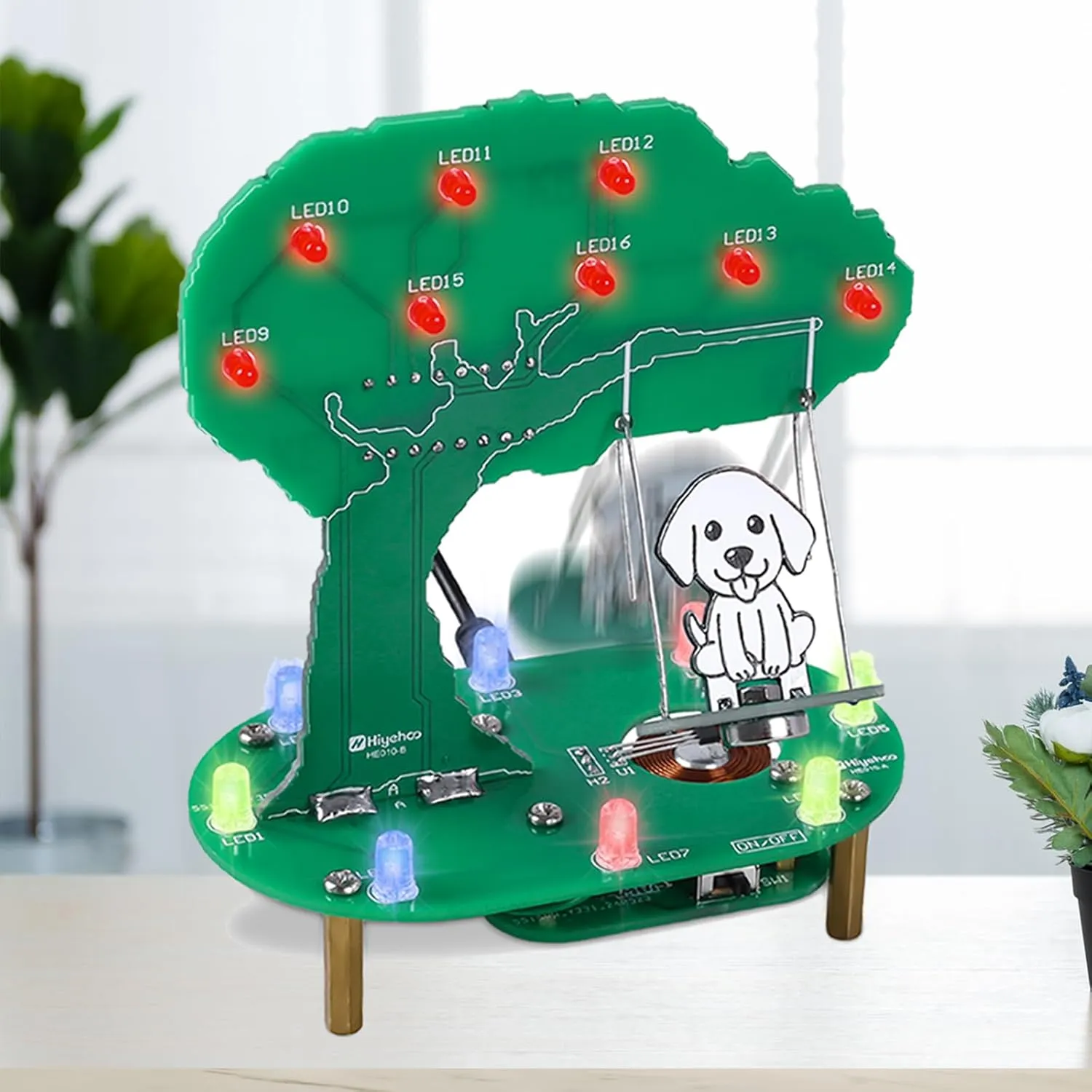 Dog Swing Soldering Project, ICSTATION Electromagnetic Swing Soldering Practice Kits with RGB LED Lights DIY Electronics Kit for School Education Creative Present Desktop Decoration