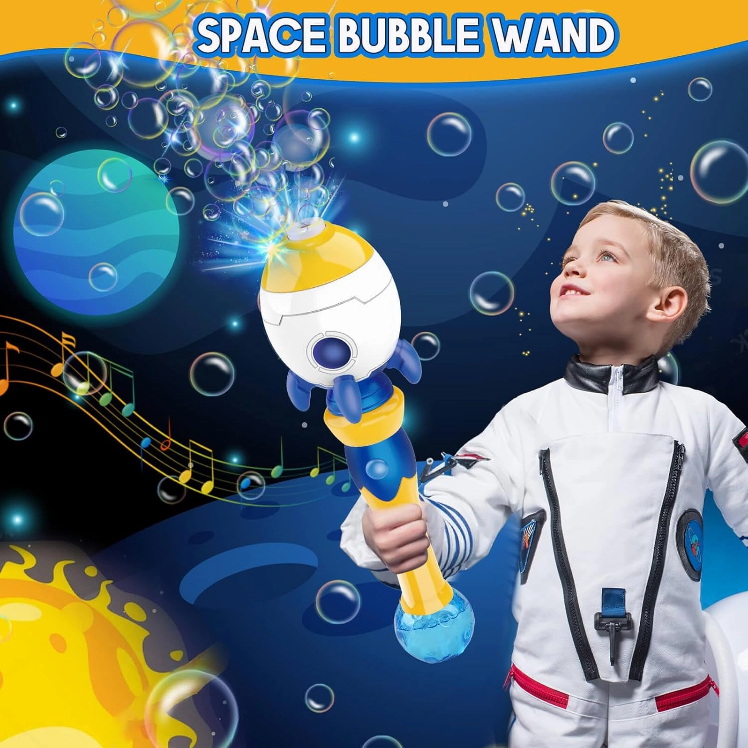 Dolanus Bubble Wands for Kids Age 3 4 5 6 Year Old Boys: Space Rocket Bubble Machine for Kids, Toys for 3 4 5 6 Year Old Boys, Gifts for Boys Age 3 4 5, Outdoor Toys for Toddlers 3-5, Blue
