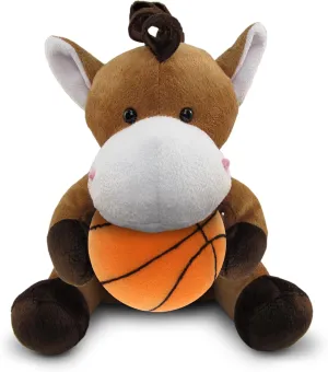 DolliBu Horse Stuffed Animal with Basketball Plush - Soft Huggable Horse, Adorable Playtime Horse Plush Toy, Personalized Plush Doll Animal Toy for Kids and Adults - 6 Inches