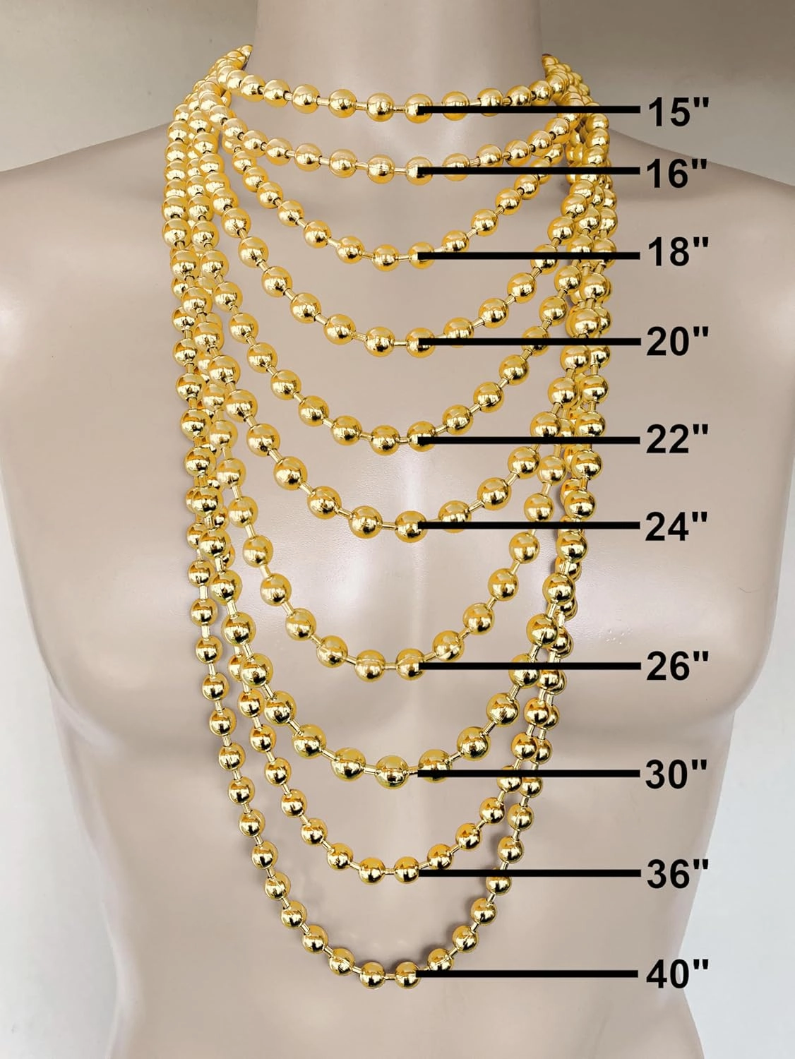 DragonWeave Jewelry 9.5mm Extra Large Gold Brass Ball Chain Mens Necklace Extra Durable Color Protect Finish Any Length