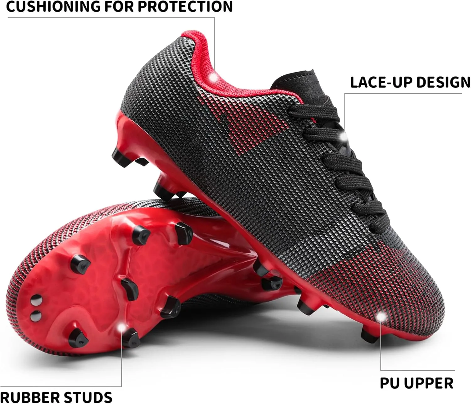 DREAM PAIRS Boys Girls Soccer Cleats Youth Firm Groud Athletic Outdoor Trainning Football Shoes for Little/Big Kid