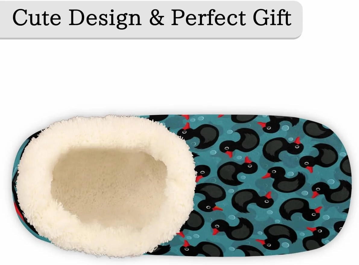 Duck Cute Indigo House Slippers for Women Men Indoor Fuzzy Slippers Closed Back Bedroom Shoes Lightweight Cozy Non-slip Home Slippers