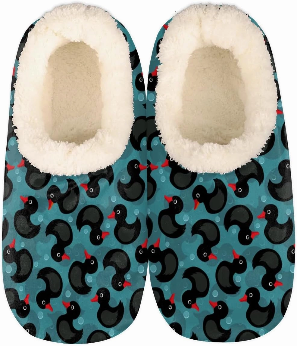 Duck Cute Indigo House Slippers for Women Men Indoor Fuzzy Slippers Closed Back Bedroom Shoes Lightweight Cozy Non-slip Home Slippers