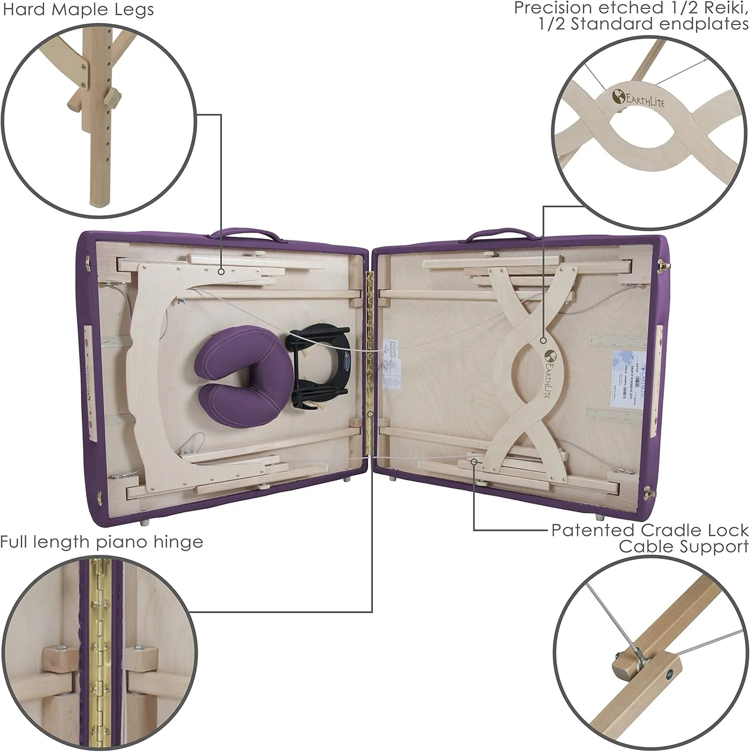 EARTHLITE Portable Massage Table Package AVALON – Reiki Endplate, Premium Flex-Rest Face Cradle & Strata Cushion, Carry Case (30”x73”)