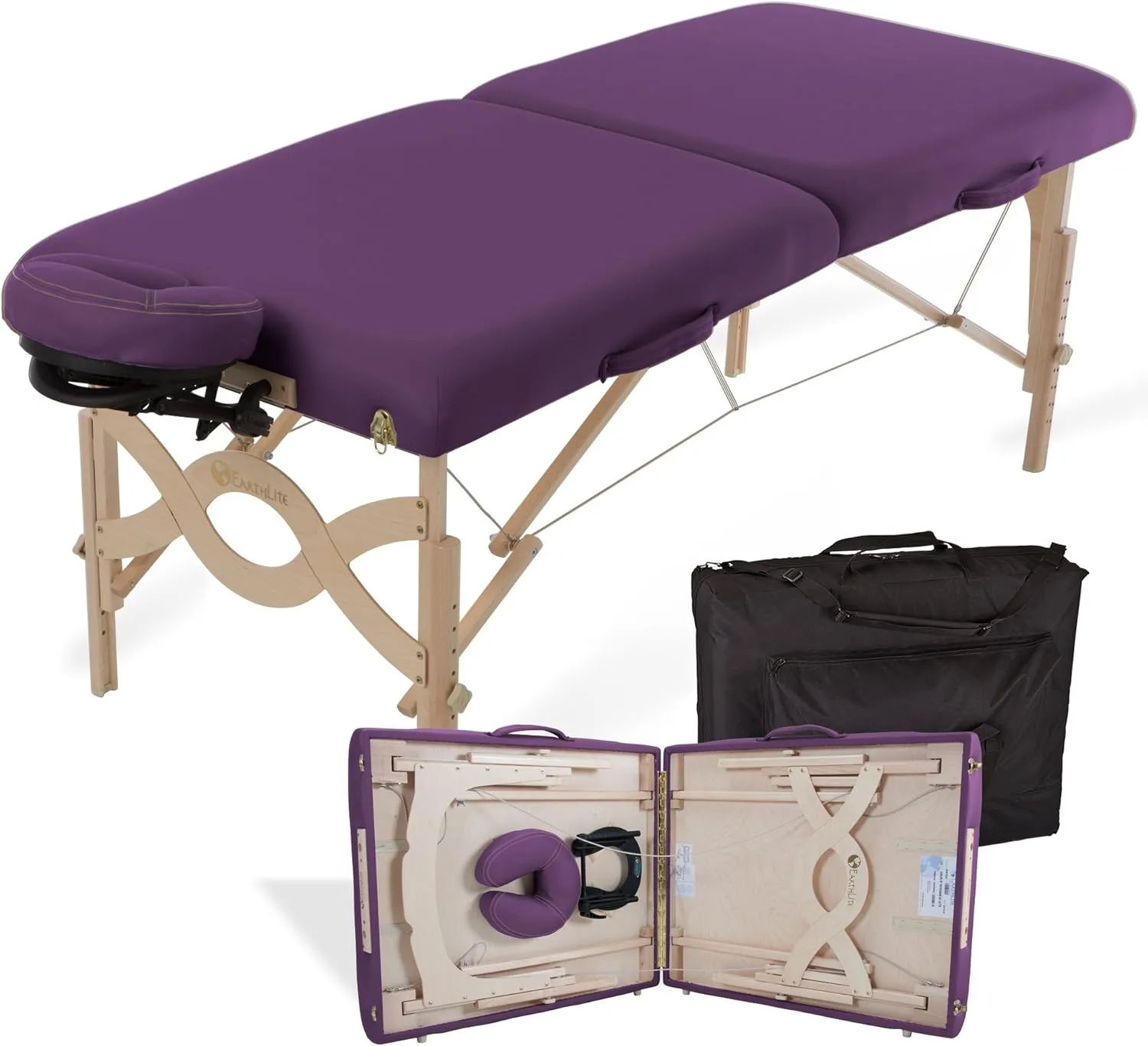 EARTHLITE Portable Massage Table Package AVALON – Reiki Endplate, Premium Flex-Rest Face Cradle & Strata Cushion, Carry Case (30”x73”)