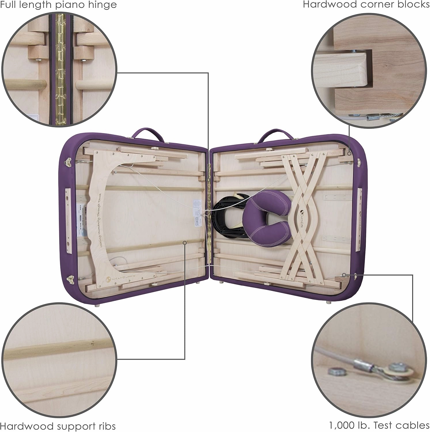 EARTHLITE Premium Portable Massage Table Package SPIRIT - Spa-Level Comfort, Deluxe Cushioning incl. Flex-Rest Face Cradle & Strata Face Pillow, Carry Case (30/32” x 73”) - Made in USA