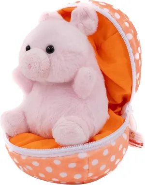 Easter Stuffed Animal - 6 inch - Surprise Zip up Egg Hideaway Springtime Inspired Plush Toy Gift for Kids, Boys and Girls - Easter Mother's Day Birthday (New Pig Egg)