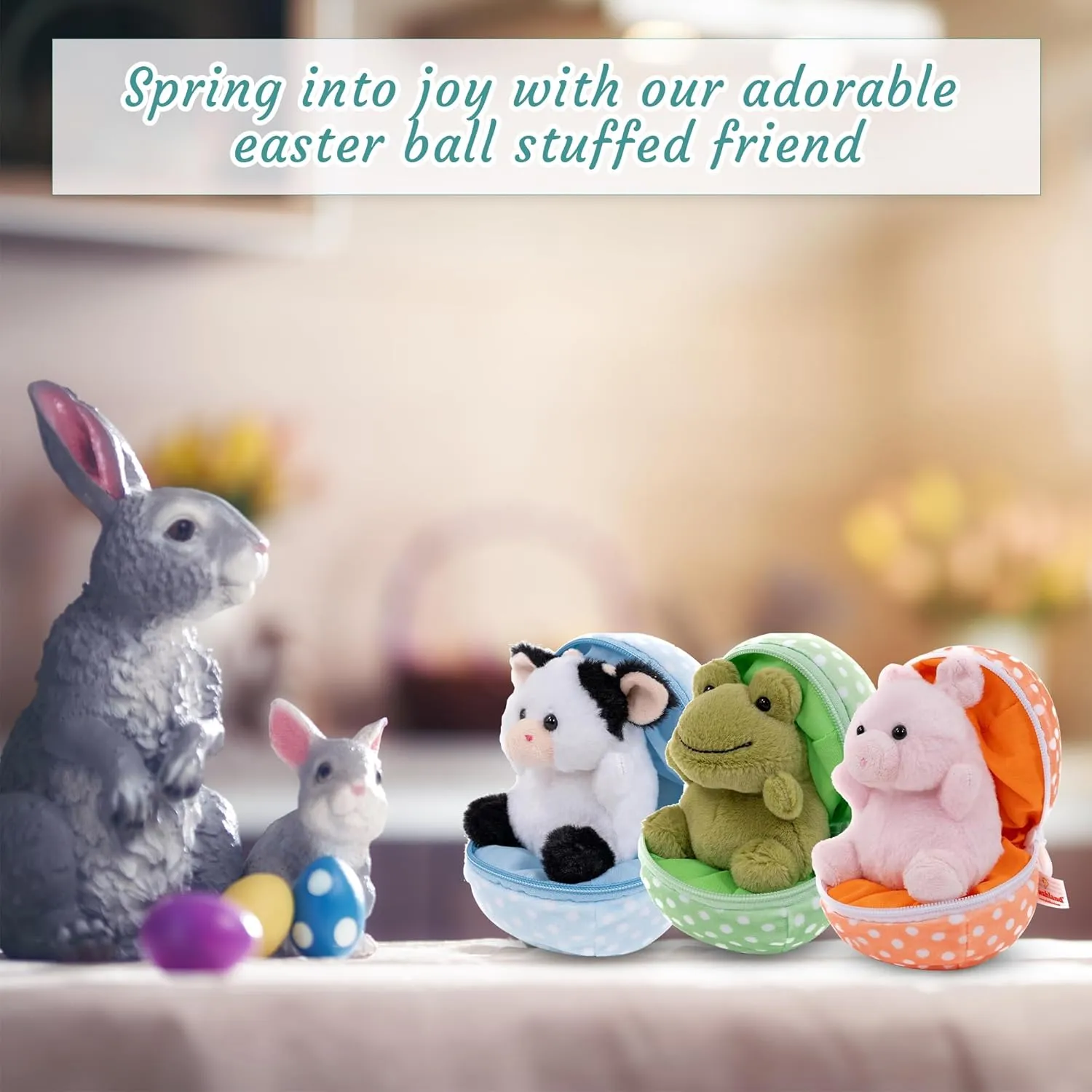 Easter Stuffed Animal - 6 inch - Surprise Zip up Egg Hideaway Springtime Inspired Plush Toy Gift for Kids, Boys and Girls - Easter Mother's Day Birthday (New Pig Egg)