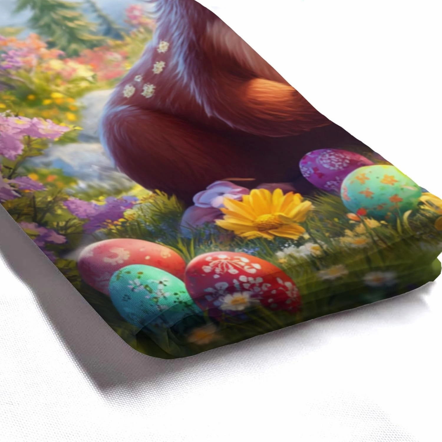 Easter Moose Shower Curtain 72 x 72 Inches, Easter Happiness Moose in Garden Scene with Cake, Spring Floral Shower Curtain Set with 12 Hooks for Bathroom Decor