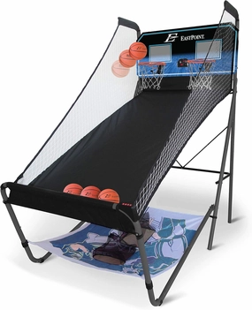 EastPoint Sports 3-in-1 Shoot, Pitch and Pass Indoor Basketball Hoop, Football and Baseball Pitch Gaming Center - Multi-Game Arcade Machines for Home & Game Room
