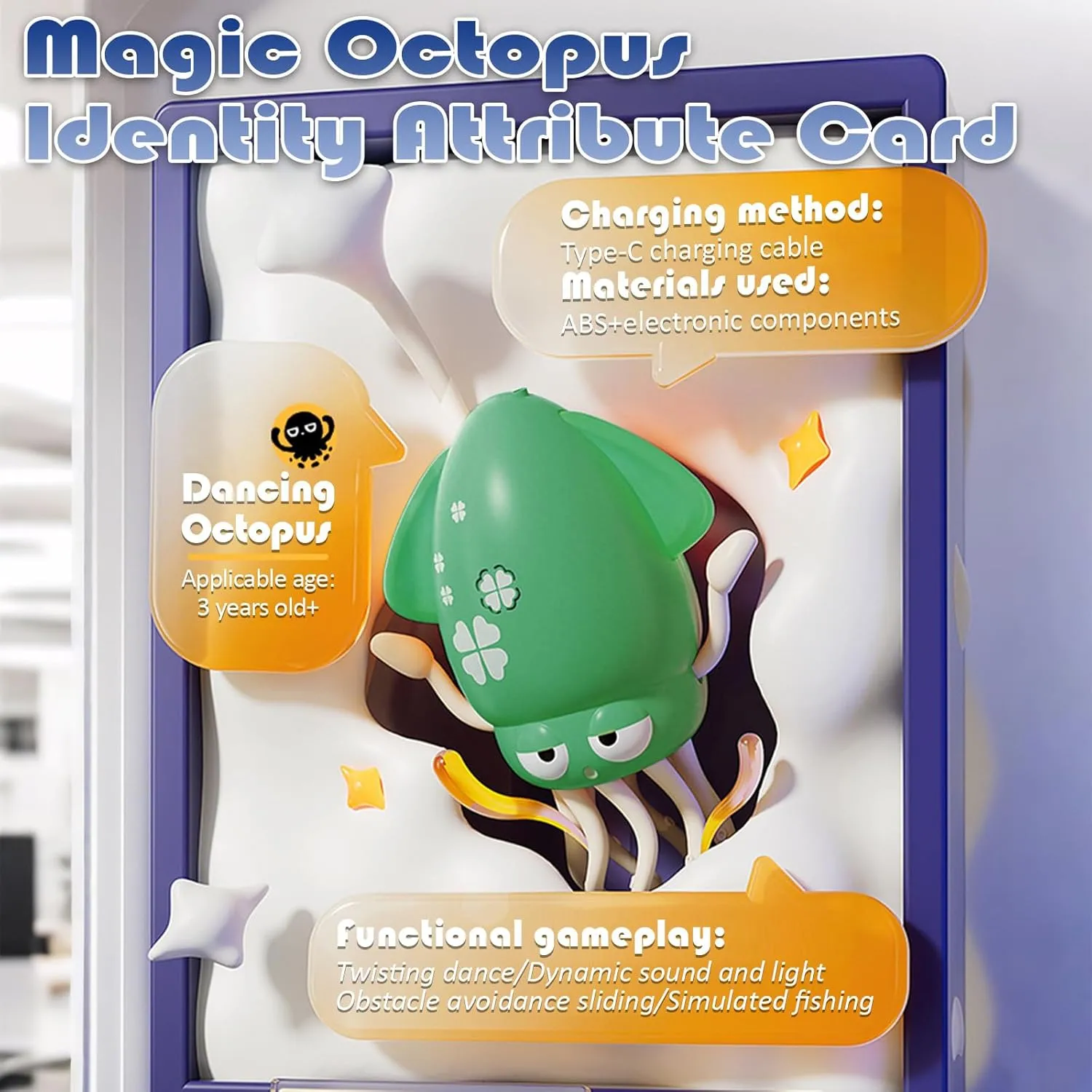 Electric Dancing Octopus Toy for Kids - Automatic Obstacle Avoidance, LED Lights & Music, Interactive Crawling Robot Toy for Toddlers, USB Rechargeable, Gift for Boys Girls (Green)