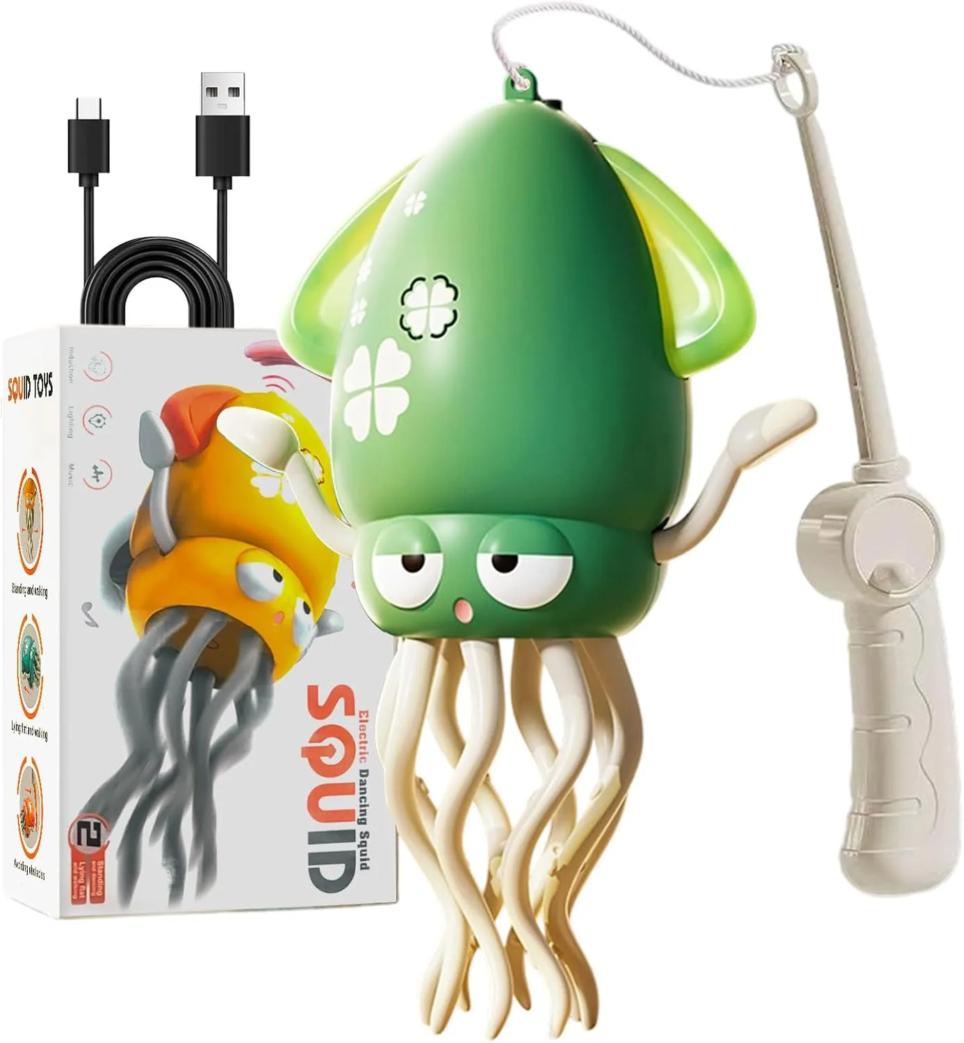 Electric Dancing Octopus Toy for Kids - Automatic Obstacle Avoidance, LED Lights & Music, Interactive Crawling Robot Toy for Toddlers, USB Rechargeable, Gift for Boys Girls (Green)
