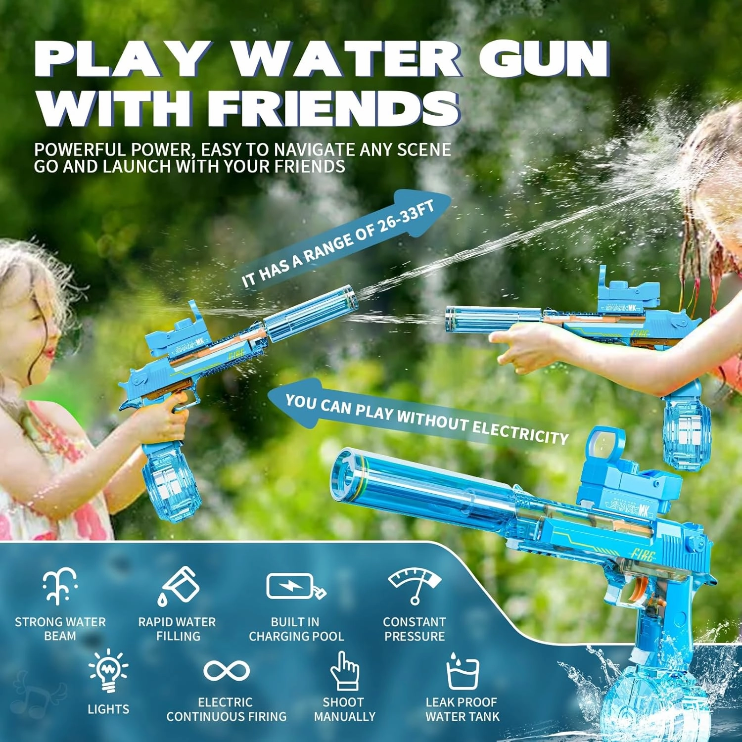 Electric Water Gun, Water Guns for Adults, Large Capacity High Powered Squirt Electric Water Gun, Range 28-32 FT, Summer Water Pistol Toys for Pool Party Beach Outdoor