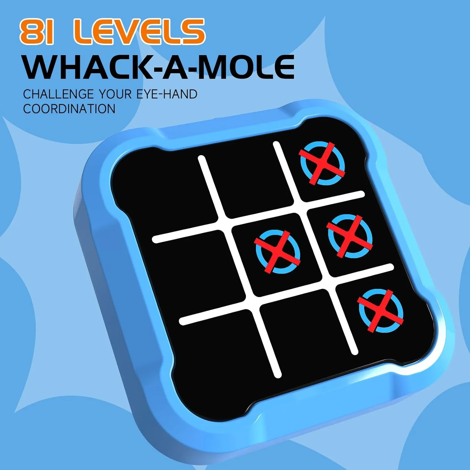 Electronic Tic Tac Toe Game, 4-in-1 Handheld Digital Tic Tac Toe Bolt Game, Portable Travel Learning Toy for Kids & Adults, Educational Memory Games for Ages 3 , Ideal Gift for Boys Girls, Blue