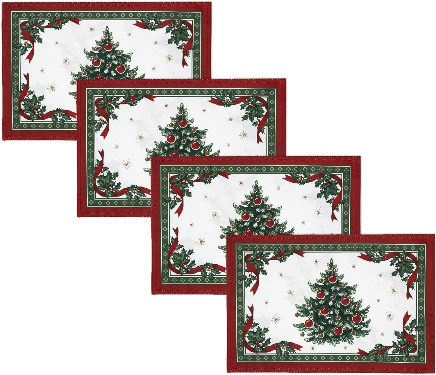 Elrene Home Fashions Villeroy & Boch Toy's Delight Reversible Christmas Fabric Placemats, 13 Inches x 19 Inches, Set of 4