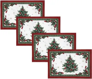 Elrene Home Fashions Villeroy & Boch Toy's Delight Reversible Christmas Fabric Placemats, 13 Inches x 19 Inches, Set of 4