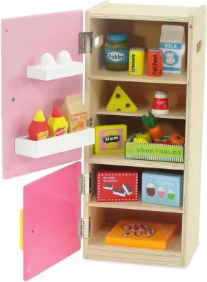 Emily Rose 18 Inch Doll Wooden Play Kitchen Refrigerator Freezer Toy Furniture Gift Set, Includes 20 Pretend Food Accessories | USA Business