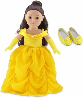 Emily Rose 18 Inch Doll Clothes 3 PC Yellow Princess Ball Gown Dress Costume Gift Set with Matching Gloves and Doll Shoes! | Compatible with 18" American Girl Dolls | USA Business