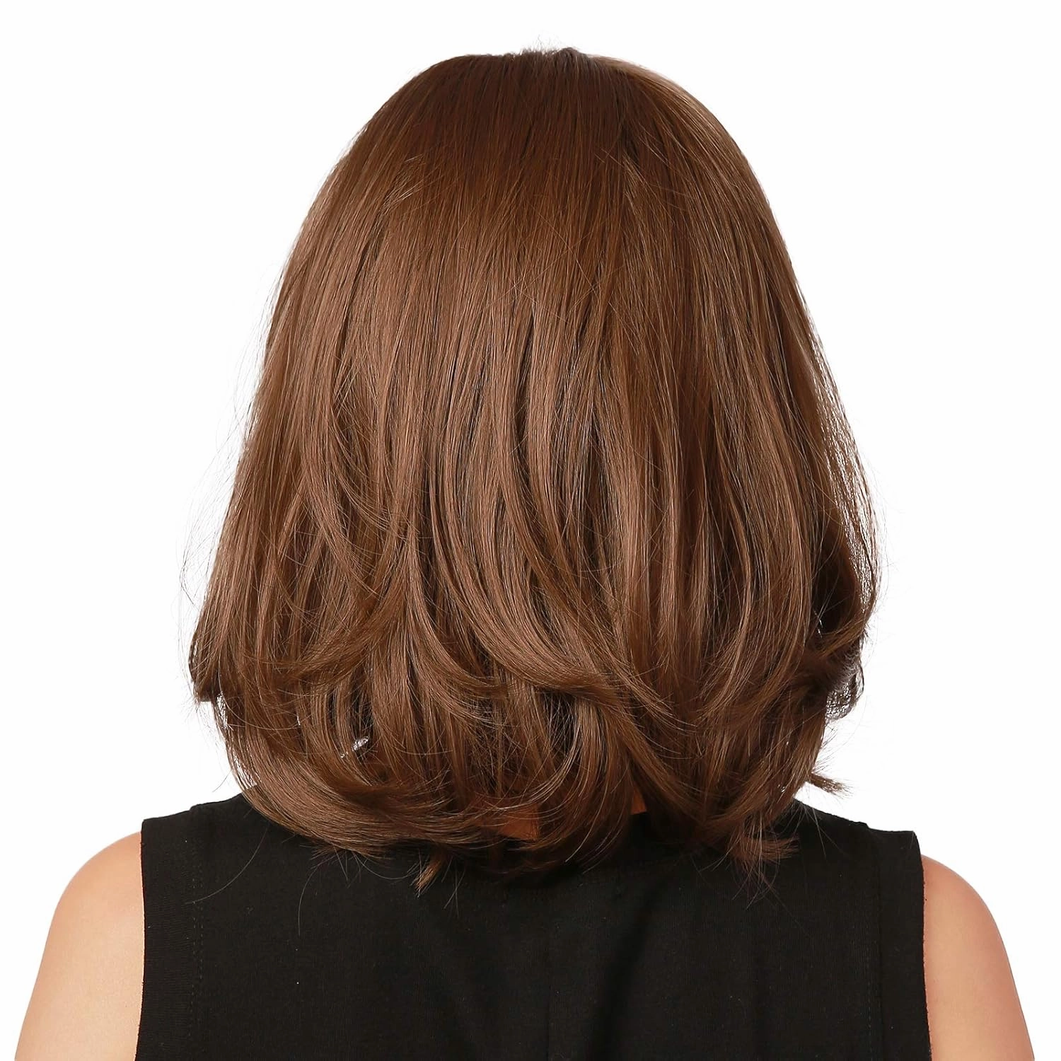 EMMOR Brown Bob Wig for Women Natural Hair Synthetic Wigs With Bang High Heat Resistant Wig