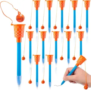Epakh 20 Pcs Basketball Hoop Pens Basketball Party Favors with Blue Pencil Holders Novelty Pens for Kids Foam Pen Cushion Sports Party Favors for Sports Themed Birthday Party Supplies, 0.7 mm