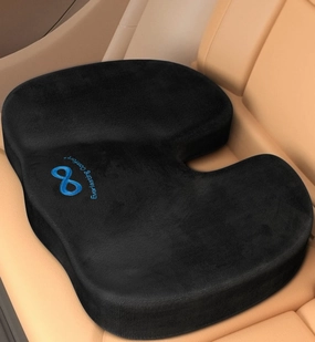 Everlasting Comfort Memory Foam Car Seat Cushion - Tailbone Pain Relief, Driving Seat Cushion for Short People - Office, Wheelchair, Gaming Chair, Travel - Non-Slip, Washable Cover