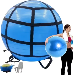 Exercise Ball, Anti-Burst Fitness Balls with Pump, Sturdy Stability and Core Strengthening Equipment for Pilates, Stretching, Birthing, Home Gym Use, Blue and Pink
