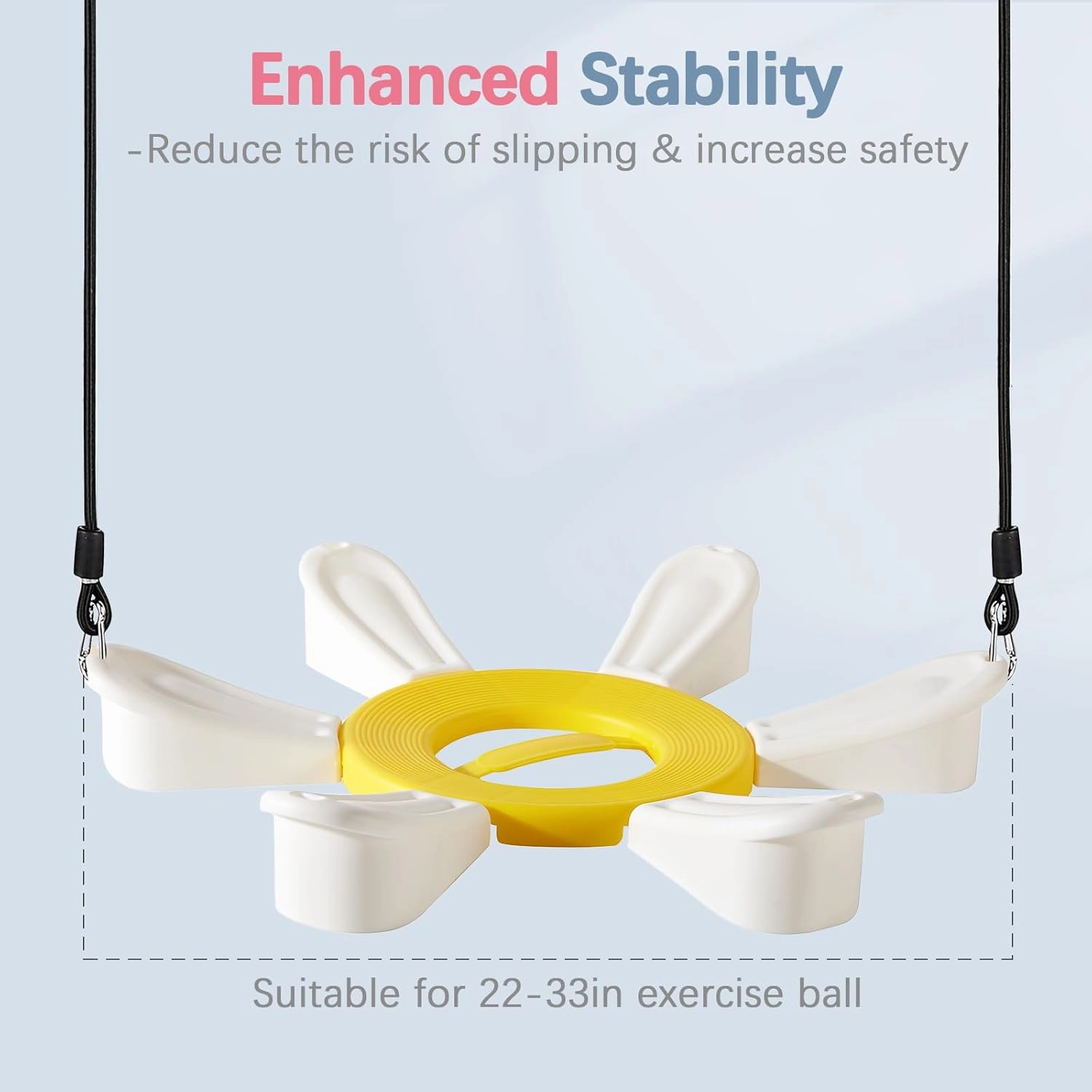 Exercise Ball, Daisy Shaped Yoga Ball Base with Resistance Bands for Stability, Yoga, Balance & Preganancy, Anti-Burst Ball Chair for Office, Home & Gym(65cm/22in)